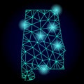 Polygonal 2D Mesh Map of Alabama State with Light Spots