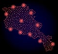 Polygonal 2D Mesh Map of Armenia with Red Light Spots