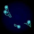 Polygonal 2D Mesh Map of Comoros Islands with Light Spots Royalty Free Stock Photo