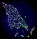 Polygonal 2D Mesh Map of Koh Chang with Bright Spectrum Light Spots