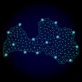 Polygonal 2D Mesh Map of Latvia with Light Spots