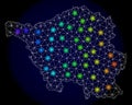 Polygonal 2D Mesh Map of Saarland Land with Colorful Light Spots