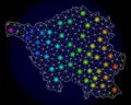 Polygonal 2D Mesh Map of Saarland State with Bright Light Spots