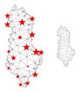 Polygonal 2D Mesh Vector Albania Map with Stars