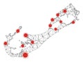 Polygonal 2D Mesh Vector Bermuda Island Map with Coronavirus