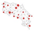 Polygonal 2D Mesh Vector Costa Rica Map with Coronavirus