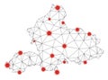 Polygonal 2D Mesh Vector Gelderland Province Map with Coronavirus