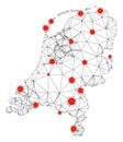 Polygonal 2D Mesh Vector Netherlands Map with Coronavirus