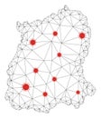 Polygonal 2D Mesh Vector Sikkim State Map with Coronavirus