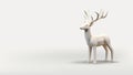 Polygonal 3d render illustration of reindeer or Stag Christmas animal, white realistic stylised festive animal