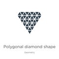 Polygonal diamond shape of small triangles icon. Thin linear polygonal diamond shape of small triangles outline icon isolated on