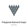 Polygonal diamond shape of small triangles outline vector icon. Thin line black polygonal diamond shape of small triangles icon,