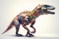 Polygonal Dinosaur on a white background. 3d illustration. generative ai