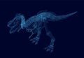 Polygonal dinosaur wireframe. Isometric view. 3D. Vector