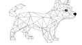 Geometric Low Poly Dog, Abstract Animal Design, Wireframe Puppy Art, Vector Black and White Royalty Free Stock Photo
