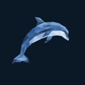 Polygonal dolphin jumping out on blue background Royalty Free Stock Photo