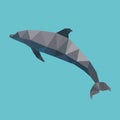 Polygonal dolphin, polygon geometric sea animal, vector