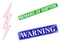 Distress Beware of Raptor Stamps and Polygonal Mesh Electrical Bolt Icon