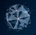 Polygonal elements vector abstract background, low poly 3D object, connected lines in perspective fractal design element, mesh Royalty Free Stock Photo