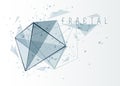 Polygonal elements vector abstract background, low poly 3D object, connected lines in perspective fractal design element, mesh Royalty Free Stock Photo