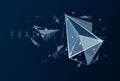 Polygonal elements vector abstract background, low poly 3D object, connected lines in perspective fractal design element, mesh Royalty Free Stock Photo