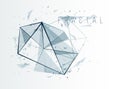 Polygonal elements vector abstract background, low poly 3D object, connected lines in perspective fractal design element, mesh Royalty Free Stock Photo