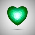 Polygonal emerald crystal heart