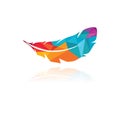 Polygonal feather vector design, colorful bird feather logo Royalty Free Stock Photo