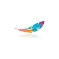 Polygonal feather vector design, colorful bird feather logo Royalty Free Stock Photo