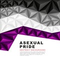 Polygonal flag of asexual pride. Abstract background in the form of colorful black, gray, white and purple pyramids. Lack of
