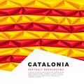 Polygonal flag of Catalonia. Vector illustration. Abstract background in the form of colorful red and yellow stripes