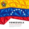 Polygonal flag of Venezuela. Vector illustration. Abstract background in the form of colorful yellow, blue and red stripes