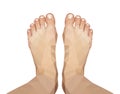 Polygonal foot captured above on white background