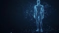 Polygonal futuristic mesh with human body model. Artificial intelligence, connection technology. Generative AI