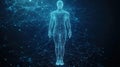 Polygonal futuristic mesh with human body model. Artificial intelligence, connection technology. Generative AI