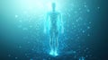 Polygonal futuristic mesh with human body model. Artificial intelligence, connection technology. Generative AI