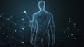 Polygonal futuristic mesh with human body model. Artificial intelligence, connection technology. Generative AI