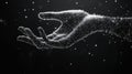 Polygonal futuristic mesh of human hand model. Artificial intelligence, connection technology. Generative AI