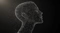 Polygonal futuristic mesh with human head model. Artificial intelligence, connection technology. Generative AI