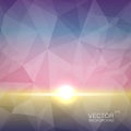 Polygonal geometric background with sun flash effect