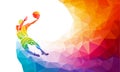 Polygonal geometric basketball player jump shot Royalty Free Stock Photo