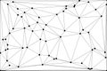 Polygonal geometric pattern with black dots and lines, creating a vast abstract network on white Royalty Free Stock Photo
