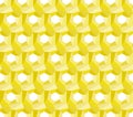 Polygonal geometric seamless colored honeycomb fabric texture.