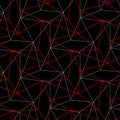 Polygonal Geometric seamless pattern. Red and white elements on black background Royalty Free Stock Photo