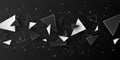 Polygonal geometric shapes. Modern background for your design. Low poly. Random black and white triangular forms. Connected lines
