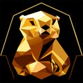 Polygonal gold tiger on a black background. Vector illustration. Generative AI