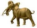 Polygonal golden elephant model. An elephant isolated on a white background walks waving tusks and a trunk. 3D. Vector Royalty Free Stock Photo