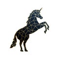 Polygonal golden Unicorn emblem.