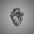 Polygonal gray human heart.