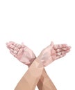 Polygon hand, Polygonal hand made winged symbol representing love and care